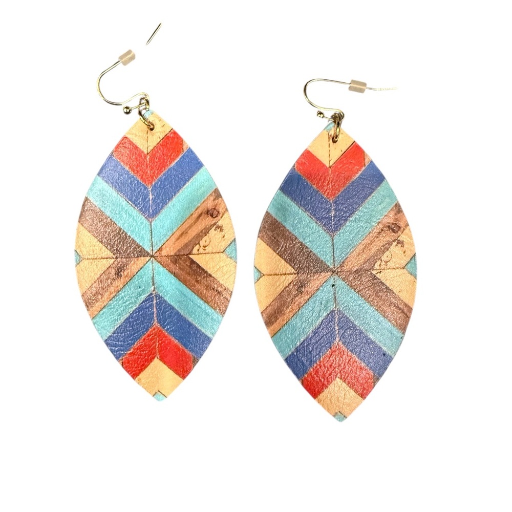 Colorful Geometric Leather Earrings